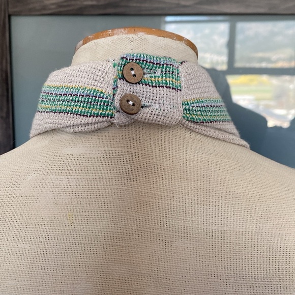 Zara “The Beth Top” in striped woven cotton with halter neck. Elastic at back. S - Picture 8 of 15